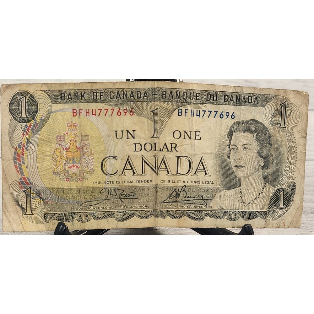 1973 Canada One Dollar Bill Banknote Queen Elizabeth II Lawson Bouey NR2103241